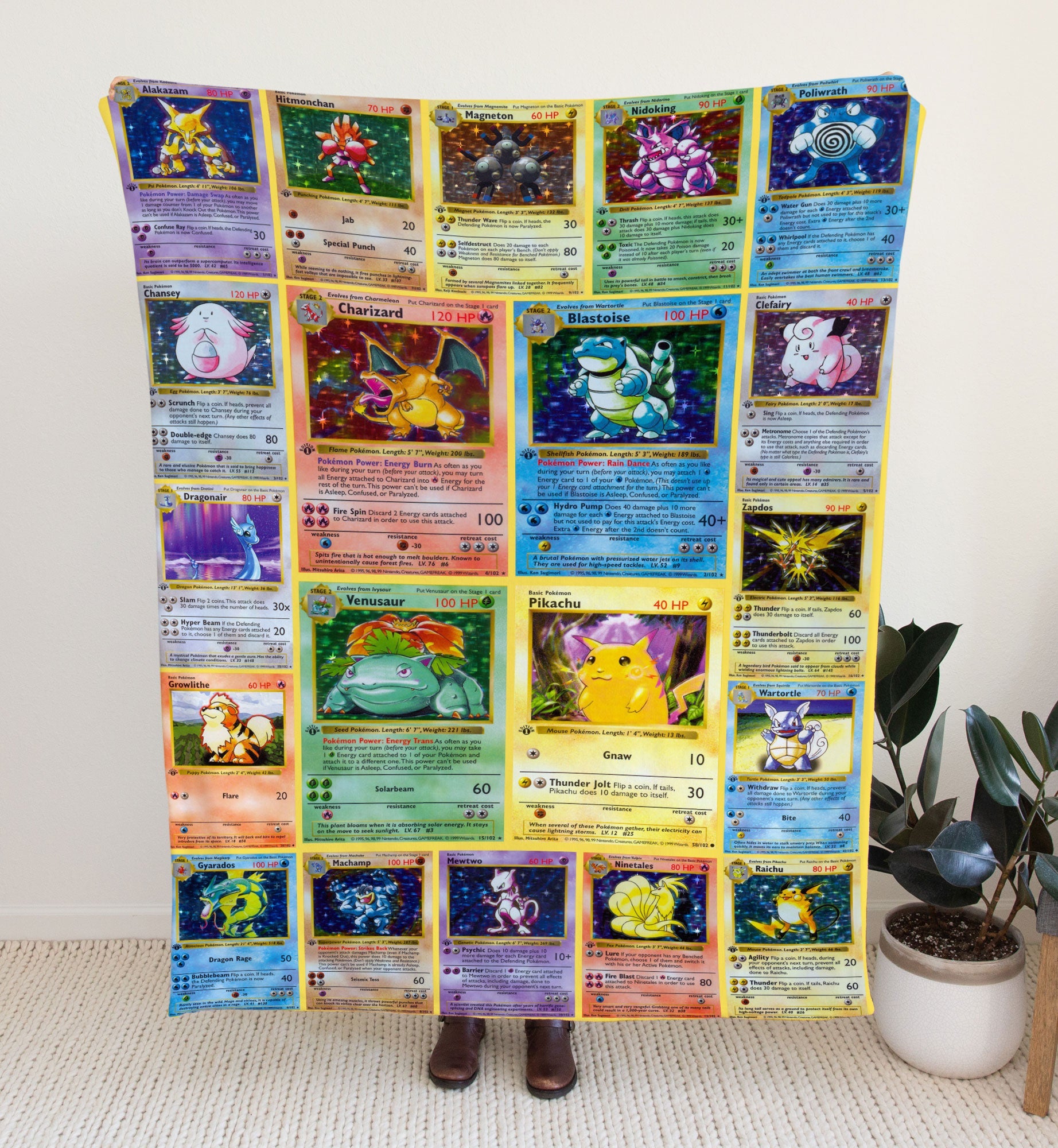 Personalized Pokemon Blanket , Custom Name Multi 1st Editions Version 1 Blanket
