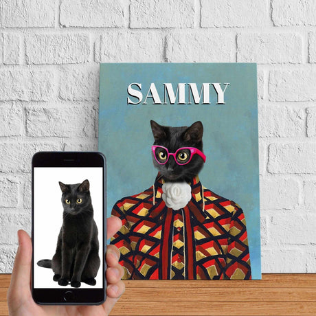 Posters, Prints, & Visual Artwork Cat Lovers - Luxury Cat Wearing Glasses - Personalized Pet Poster Canvas Print