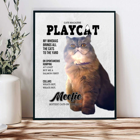 Posters, Prints, & Visual Artwork Cat Lovers - Play Cat Magazine - Personalized Pet Poster Canvas Print