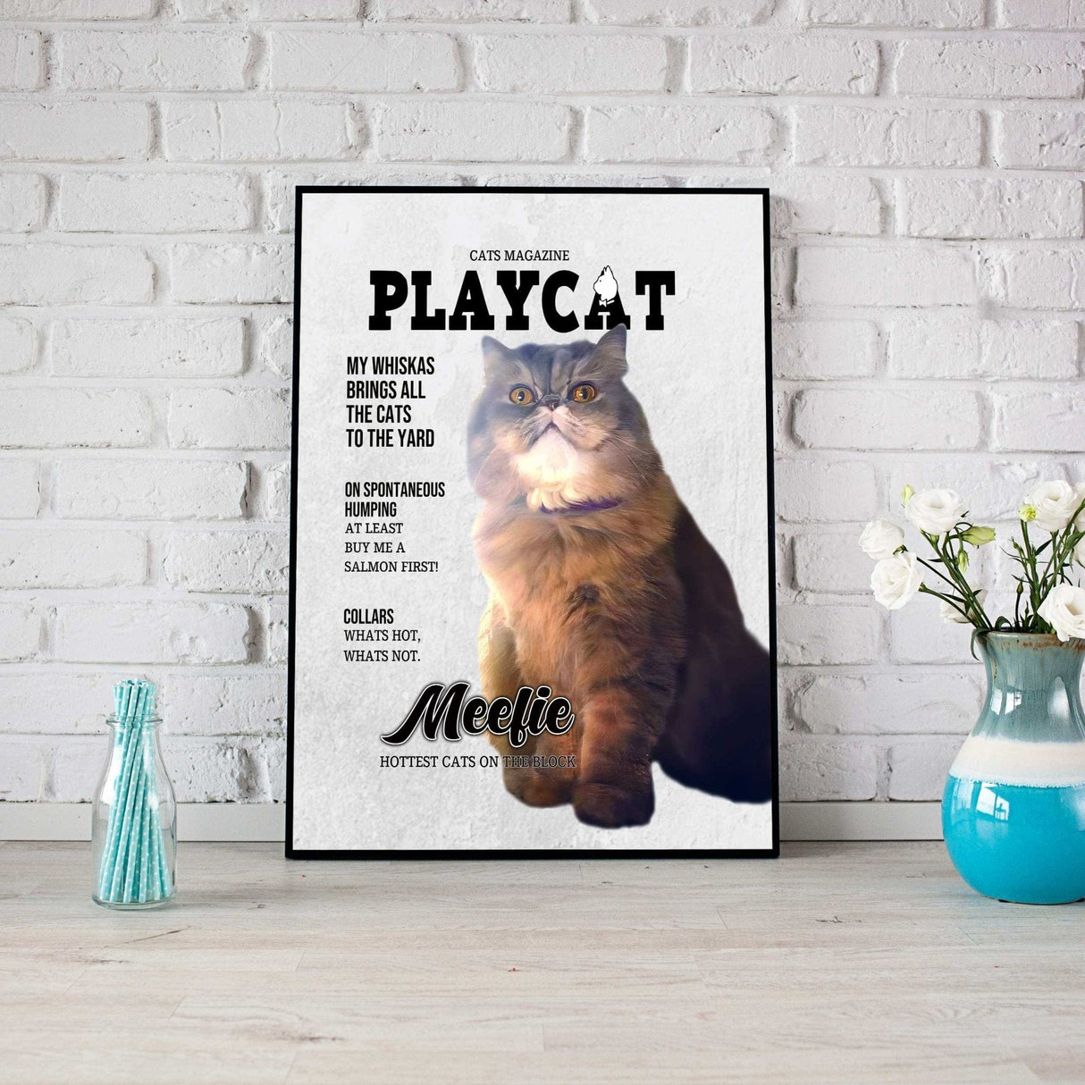 Posters, Prints, & Visual Artwork Cat Lovers - Play Cat Magazine - Personalized Pet Poster Canvas Print