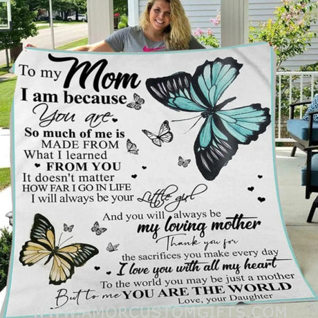 Blanket Custom Blanket Butterfly To My Mom Blanket - Gift For Mom - Sherpa Fleece Blanket Mother's day blanket