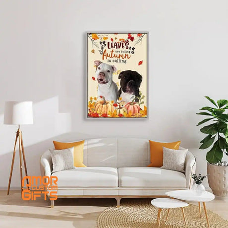 Posters, Prints, & Visual Artwork Dog Lovers - Autumn Is Calling - Personalized Pet Poster Canvas Print