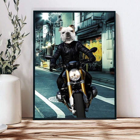 Posters, Prints, & Visual Artwork Dog Lovers - Biker Dog - Personalized Pet Poster Canvas Print