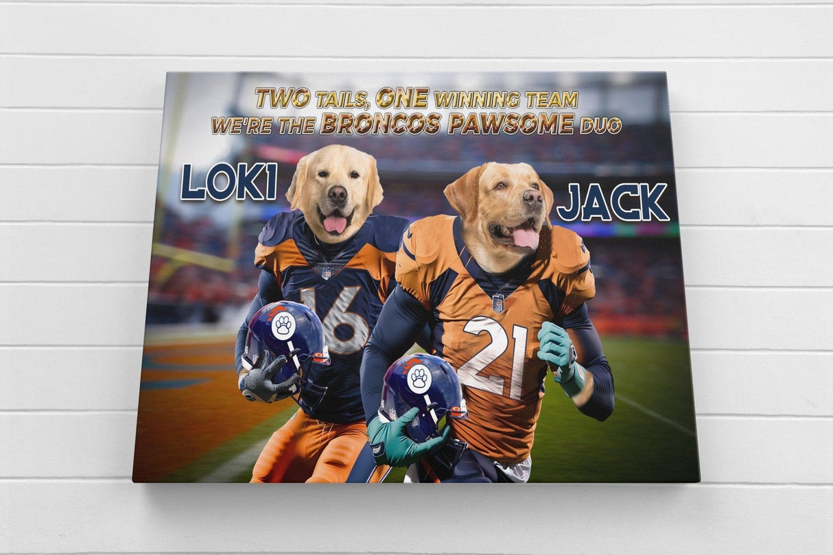 Posters, Prints, & Visual Artwork Dog Lovers - Denver Broncos 2 Pets Football Canvas - Personalized Pet Poster Canvas Print