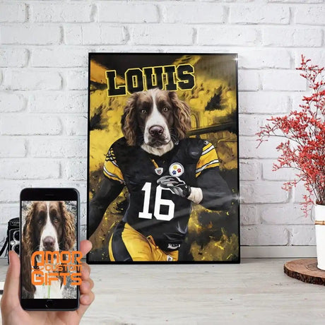 Posters, Prints, & Visual Artwork Dog Lovers - Dog American Football - Personalized Pet Poster Canvas Print