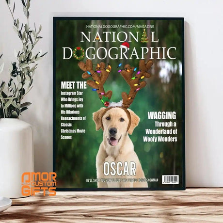 Posters, Prints, & Visual Artwork Dog Lovers - National Dogographic Dog Christmas Magazine - Personalized Pet Poster Canvas Print