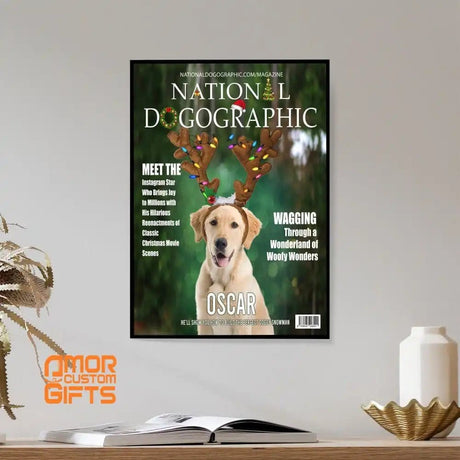 Posters, Prints, & Visual Artwork Dog Lovers - National Dogographic Dog Christmas Magazine - Personalized Pet Poster Canvas Print