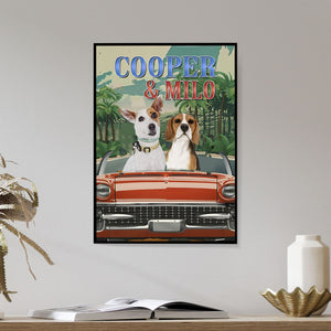 Posters, Prints, & Visual Artwork Dog Lovers - Dog Driving - Personalized Pet Poster Canvas Print