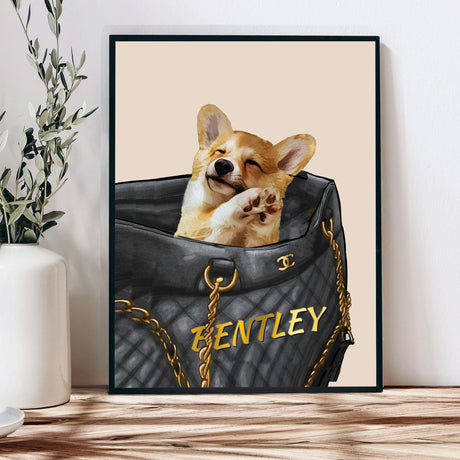Posters, Prints, & Visual Artwork Dog Lovers - Dog In Chanel Bag - Personalized Pet Poster Canvas Print