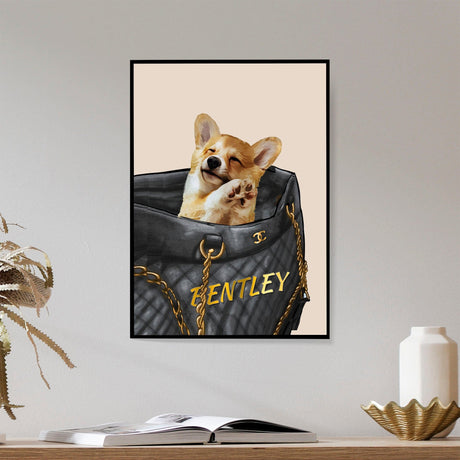 Posters, Prints, & Visual Artwork Dog Lovers - Dog In Chanel Bag - Personalized Pet Poster Canvas Print