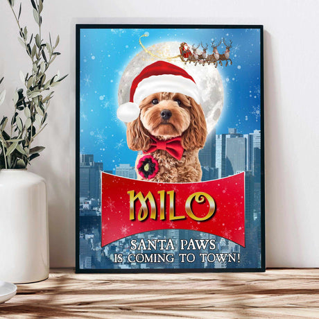 Posters, Prints, & Visual Artwork Dog Lovers - Dog Santa Paws - Personalized Pet Poster Canvas Print