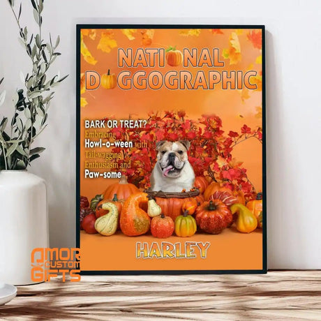Posters, Prints, & Visual Artwork Dog Lovers - Dog Thanksgiving National Doggographic Magazine 1 - Personalized Pet Poster Canvas Print
