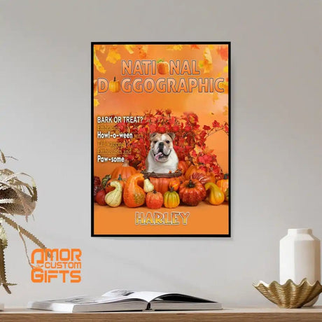 Posters, Prints, & Visual Artwork Dog Lovers - Dog Thanksgiving National Doggographic Magazine 1 - Personalized Pet Poster Canvas Print