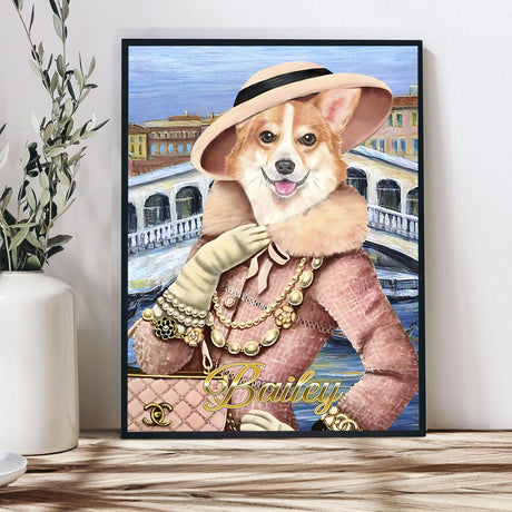 Posters, Prints, & Visual Artwork Dog Lovers - Dog Wearing Luxury Bag - Personalized Pet Poster Canvas Print