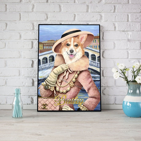 Posters, Prints, & Visual Artwork Dog Lovers - Dog Wearing Luxury Bag - Personalized Pet Poster Canvas Print