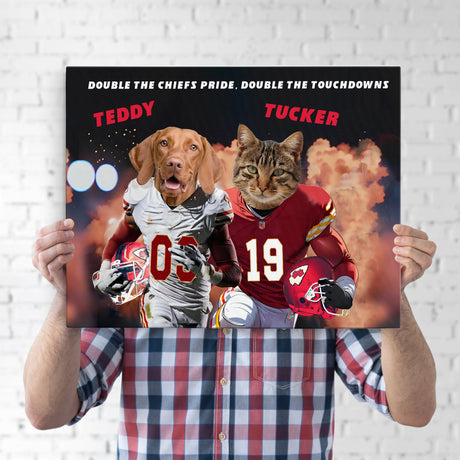 Posters, Prints, & Visual Artwork Dog Lovers - Kansas Chiefs 2 Pets Football Canvas - Personalized Pet Poster Canvas Print