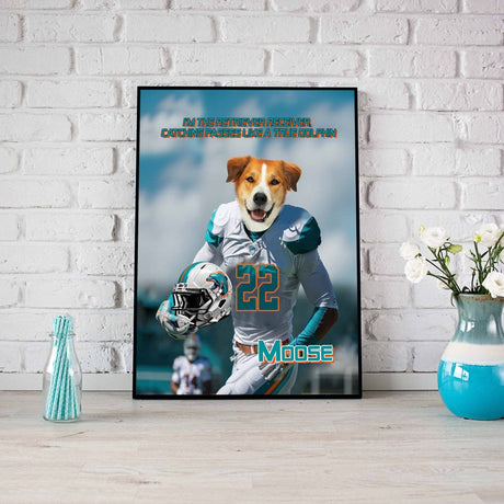Posters, Prints, & Visual Artwork Dog Lovers - Miami Dolphins Football Canvas 2 - Personalized Pet Poster Canvas Print