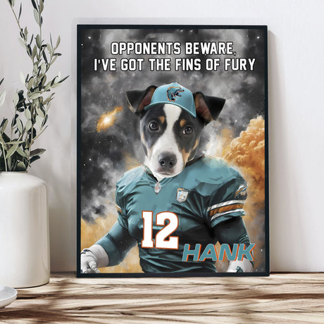 Posters, Prints, & Visual Artwork Dog Lovers - Miami Dolphins Football Canvas - Personalized Pet Poster Canvas Print
