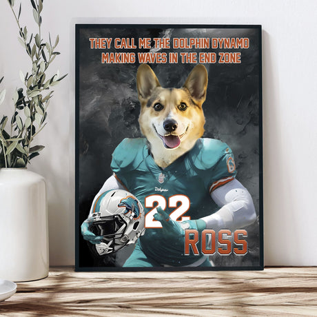 Posters, Prints, & Visual Artwork Dog Lovers - Miami Dolphins Football Canvas - Personalized Pet Poster Canvas Print