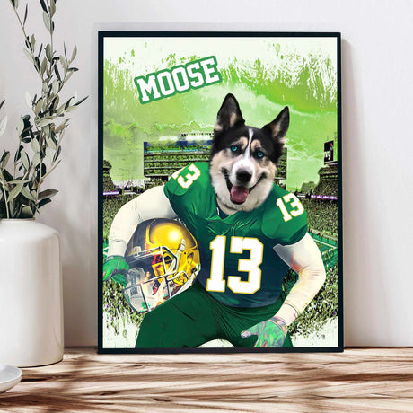 Posters, Prints, & Visual Artwork Dog Lovers - Notre Dame Green Jersey - Personalized Pet Poster Canvas Print