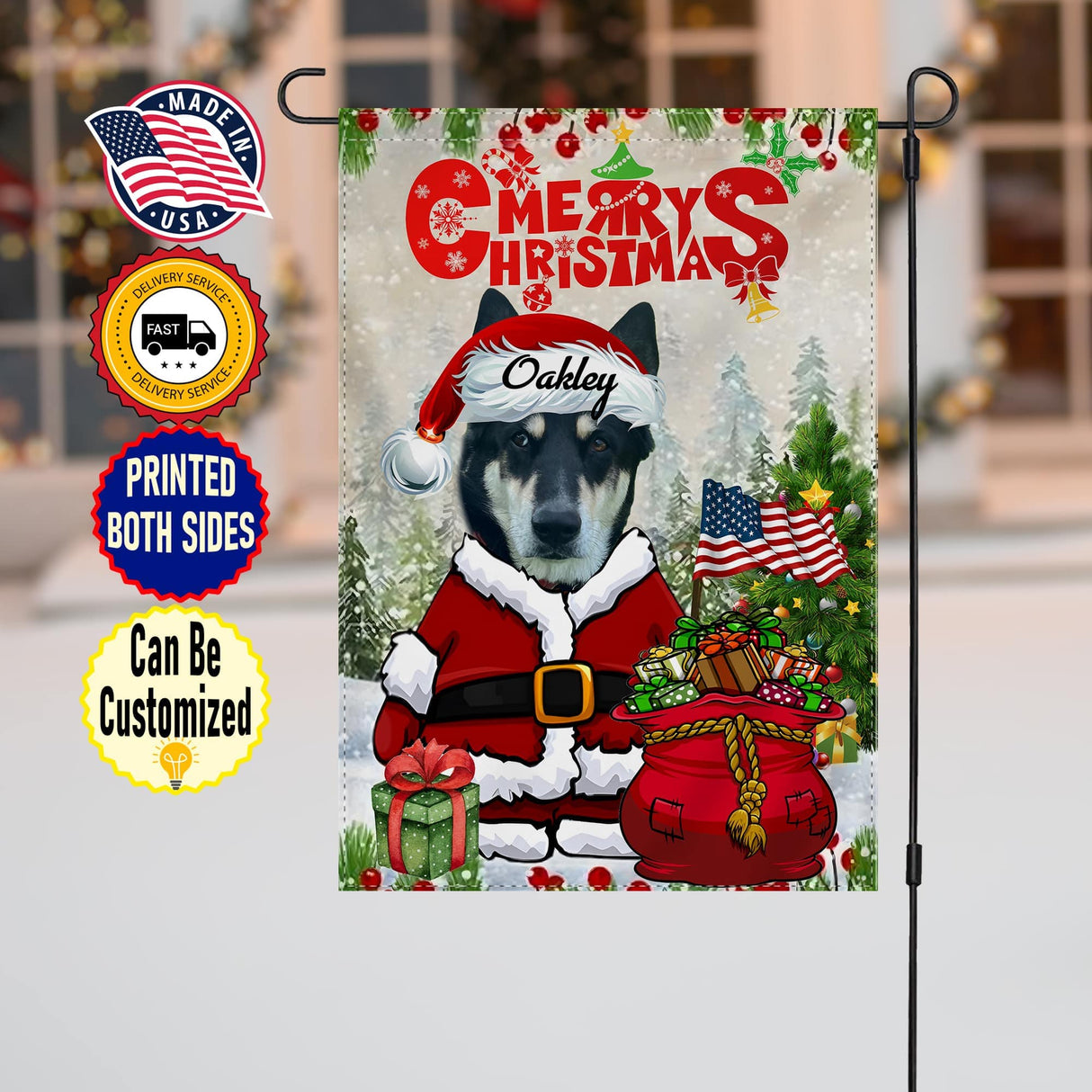 Yard Signs & Flags Dog Lovers - Personalized Merry Christmas - Custom Photo Pet Flag