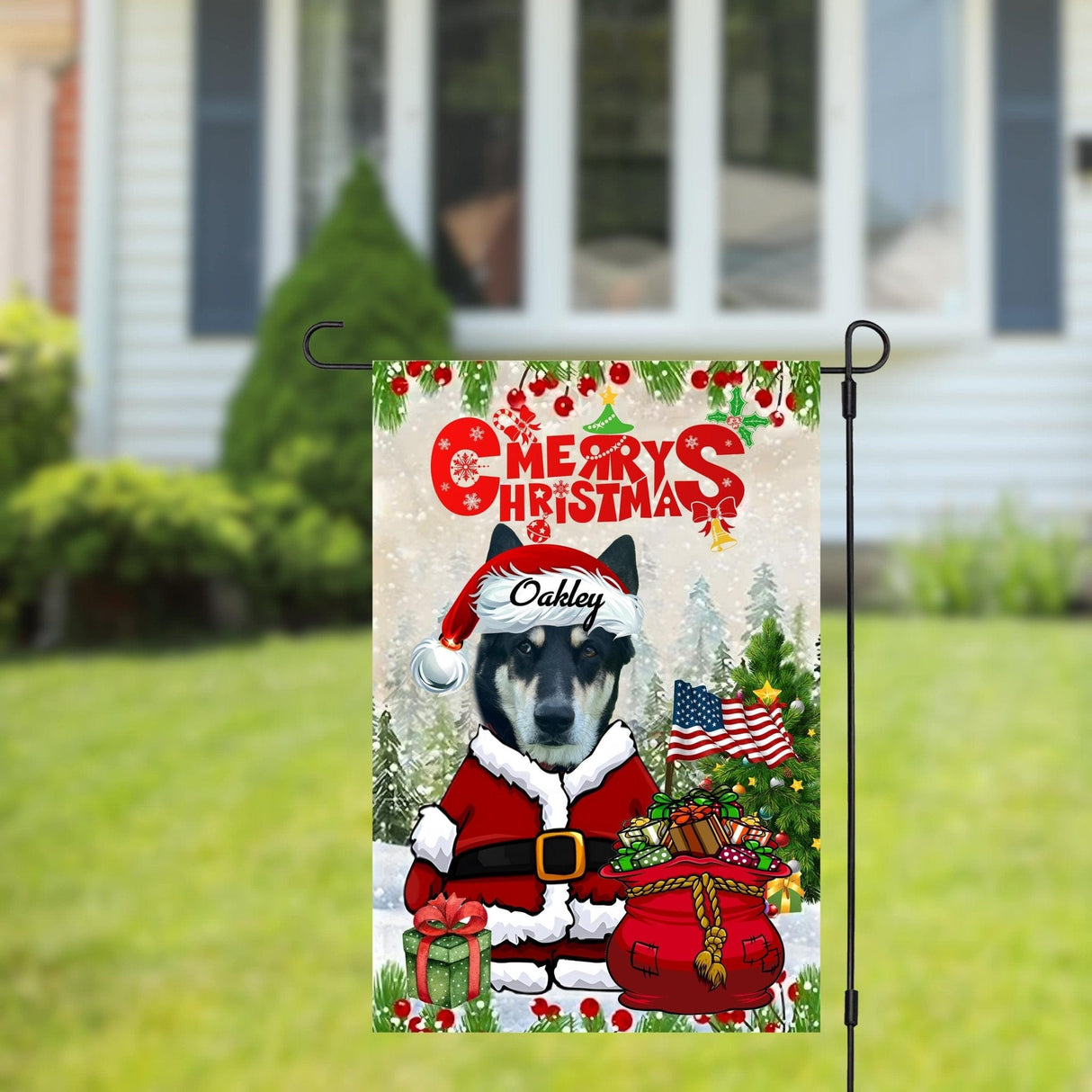 Yard Signs & Flags Dog Lovers - Personalized Merry Christmas - Custom Photo Pet Flag