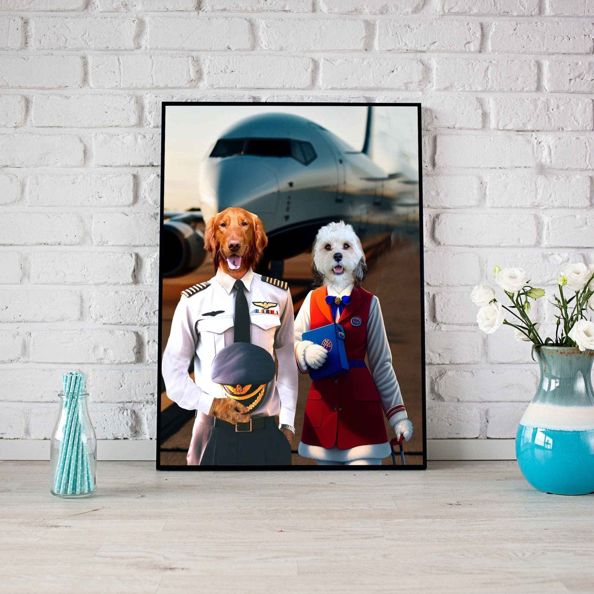 Posters, Prints, & Visual Artwork Dog Lovers - Pilot & Flight Attendant - Personalized Pet Poster Canvas Print