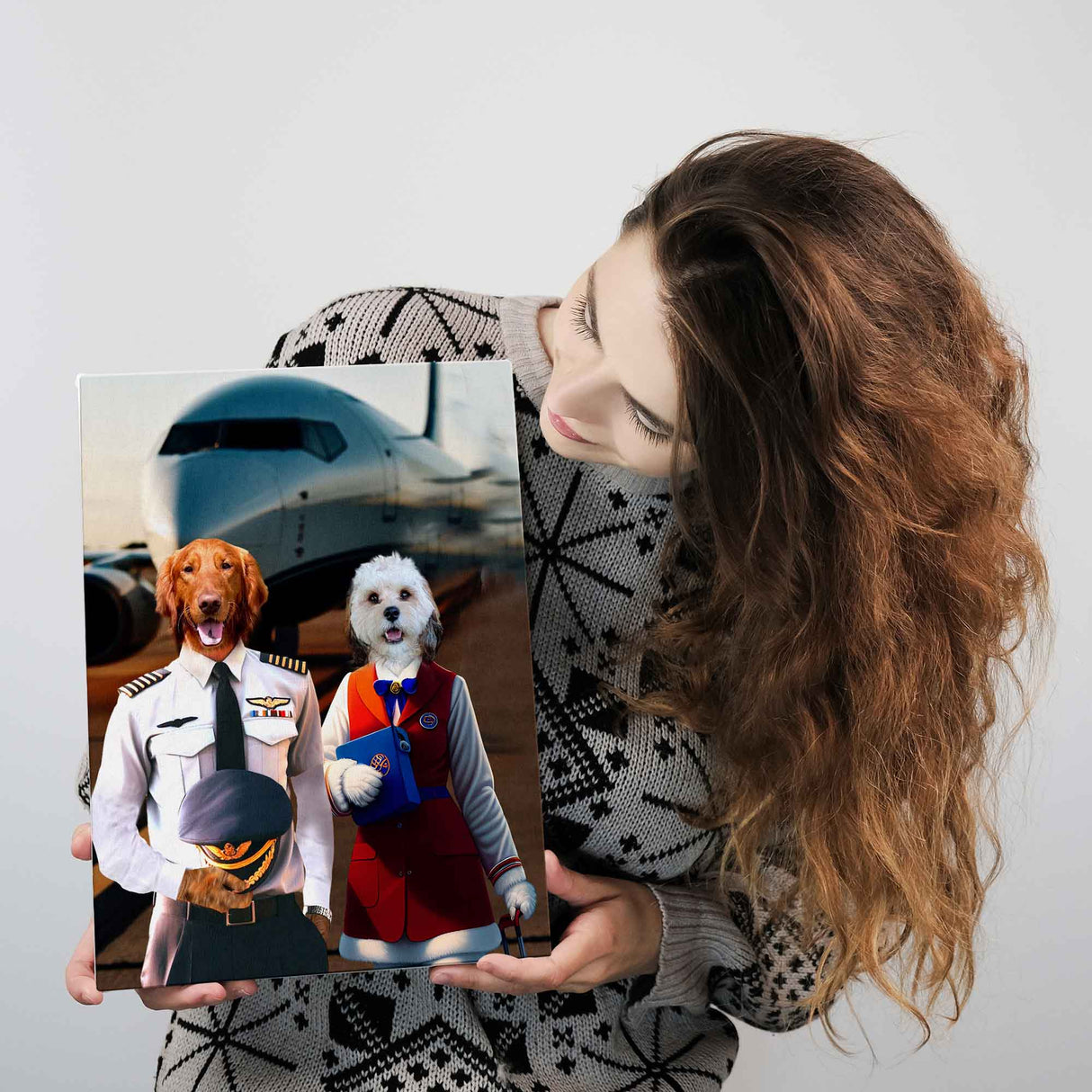 Posters, Prints, & Visual Artwork Dog Lovers - Pilot & Flight Attendant - Personalized Pet Poster Canvas Print