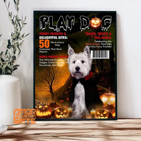 Posters, Prints, & Visual Artwork Dog Lovers - Playdog Halloween Magazine - Personalized Pet Poster Canvas Print