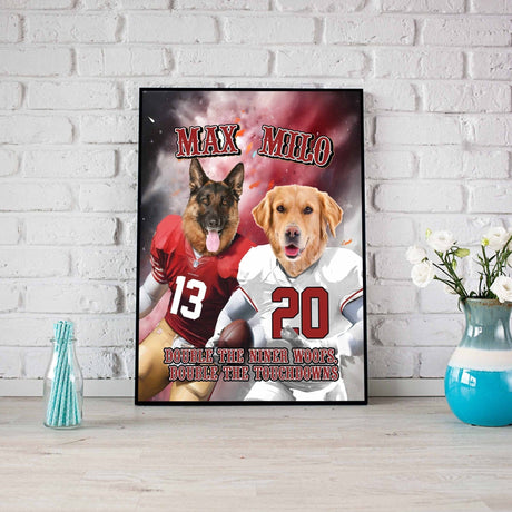 Posters, Prints, & Visual Artwork Dog Lovers - San Francisco 2 Pets Football Canvas - Personalized Pet Poster Canvas Print