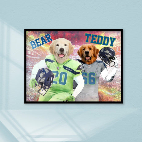 Posters, Prints, & Visual Artwork Dog Lovers - Seattle Seahawks Football Team - Personalized Pet Poster Canvas Print