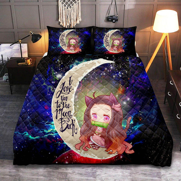 Nezuko Demon Slayer Quilt Bed Set with Pink and Black Manga Style Design TS04