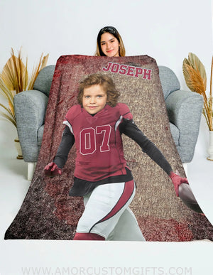 Blankets Personalized Arizona Football Boy Blanket | Custom Face & Name Football Boys Blanket