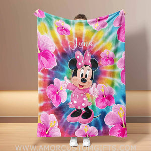 Blankets Personalized Baby Minnie Mouse Colorful Blanket | Custom Name Blanket For Baby Girl