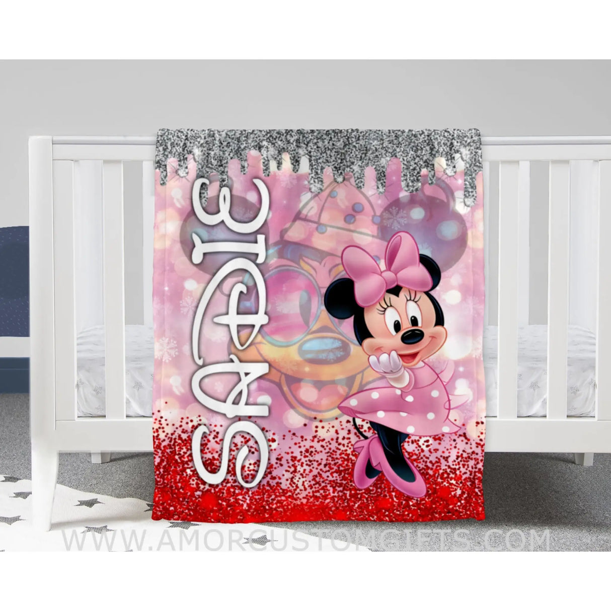 Blankets Personalized Baby Minnie Red Blanket | Custom Name Blanket For Baby Girl