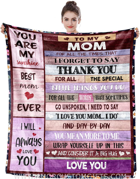 Blanket Personalized Blanket Best Gifts for Mom from Daughter Son Christmas Thanksgiving Valentines Mothers Day, to My Mom Blanket