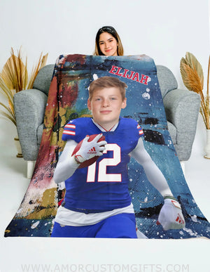 Blankets Personalized Buffalo Football Boy Blanket | Custom Football Boys Blanket