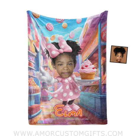 Blankets Personalized Cartoon Mouse Sweat Treat Blanket | Custom Name & Face Girl Blanket