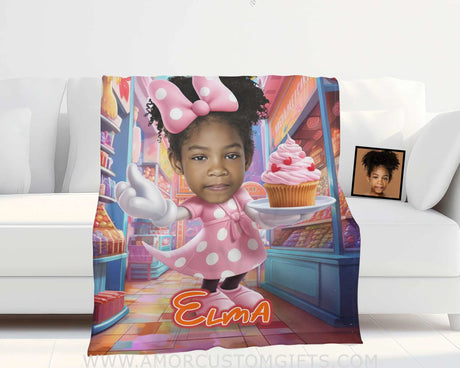 Blankets Personalized Cartoon Mouse Sweat Treat Blanket | Custom Name & Face Girl Blanket