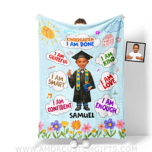 Blankets Personalized Class Of 2024 Kid Boy Photo Blanket | Custom Name & Face Boy Blanket