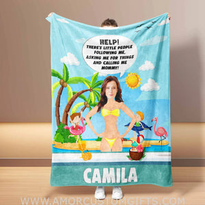 Personalized Face & Name Mother’s Day Help! Little People Calling Me Mommy Blanket Blankets