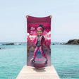 Towels Personalized Face & Name Summer African Fashion Doll Skating 2 Girl Beach Towel