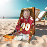Towels Personalized Face & Name Summer Football Kansas City Chiefs Boy Beach Towel