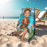 Towels Personalized Face & Name Summer Moana Princess Girl Beach Towel