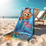 Towels Personalized Face & Name Summer Nemo Swimming Girl Beach Towel