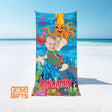 Towels Personalized Face & Name Summer Octopus Swimming 2 Boy Beach Towel
