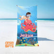 Towels Personalized Face & Name Summer Octopus Swimming Boy Beach Towel