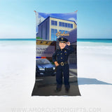 Towels Personalized Face & Name Summer Police Boy Beach Towel