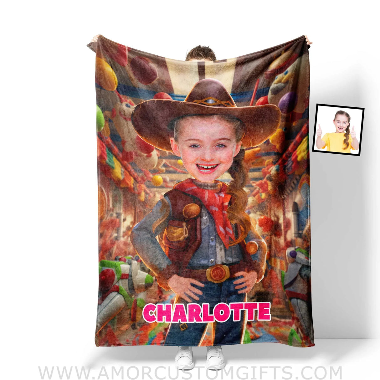 Blankets Personalized Girl Jessie Toy Story Photo Blanket | Custom Name & Face Girl Blanket