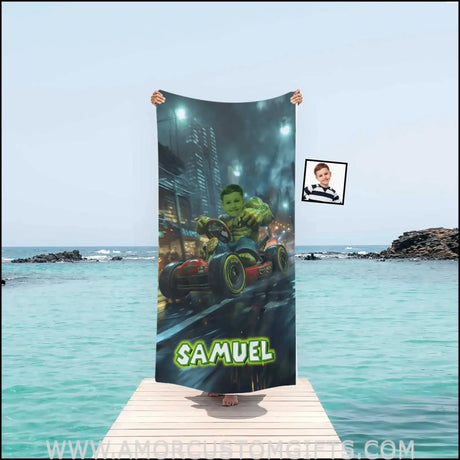 Towels Personalized Green Hulk Mario Karrt Photo Beach Towel